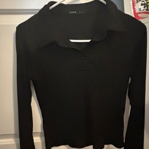 SHEIN Black Button Down Long Sleeve Shirt